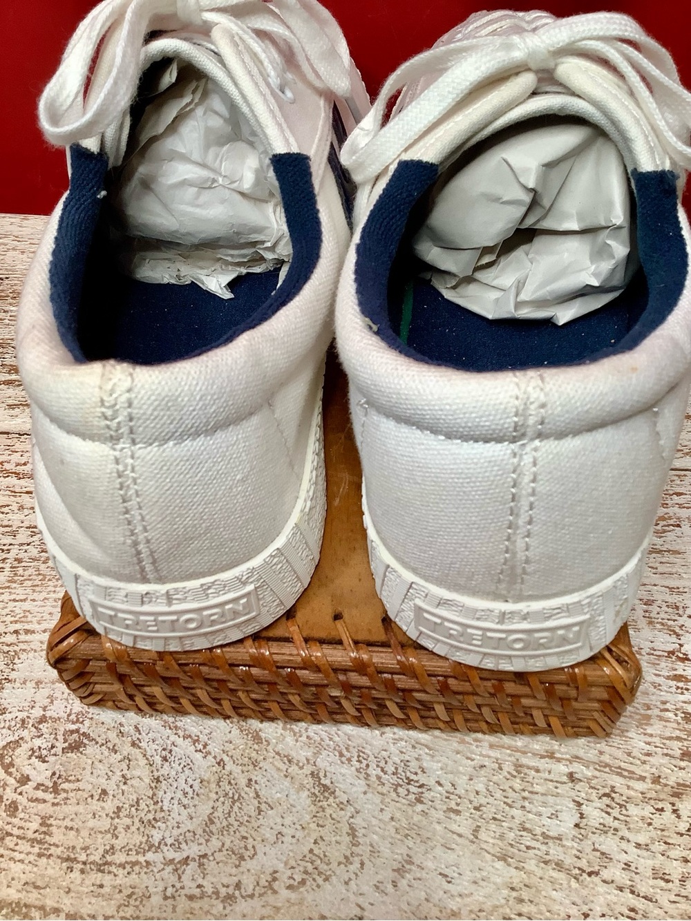 TRETORN Nylite Plus Size 9 White Classic Canvas Tennis Shoes with Navy Accent - Picture 10 of 12